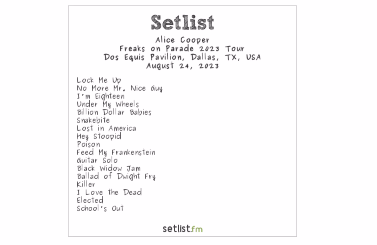 How long is the Alice Cooper concert?