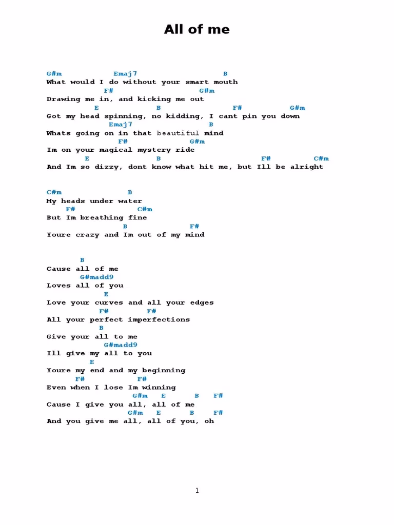 What are the 4 chords for all songs?