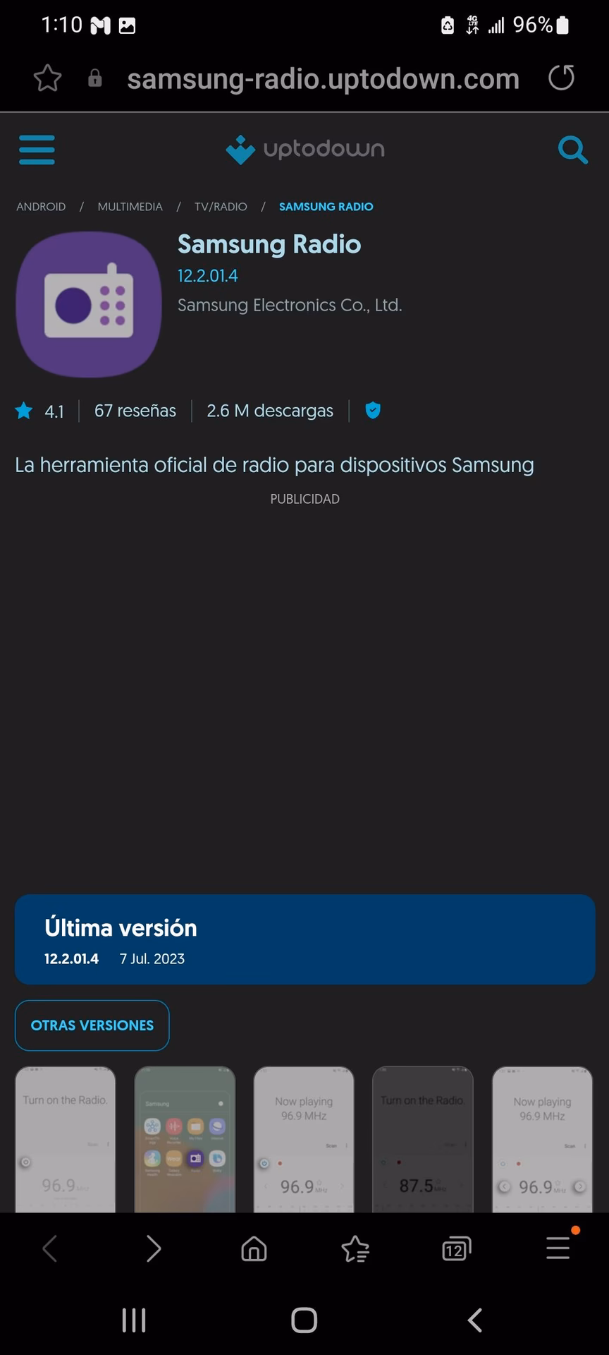 ¿Cuál es la app de radio de Samsung?