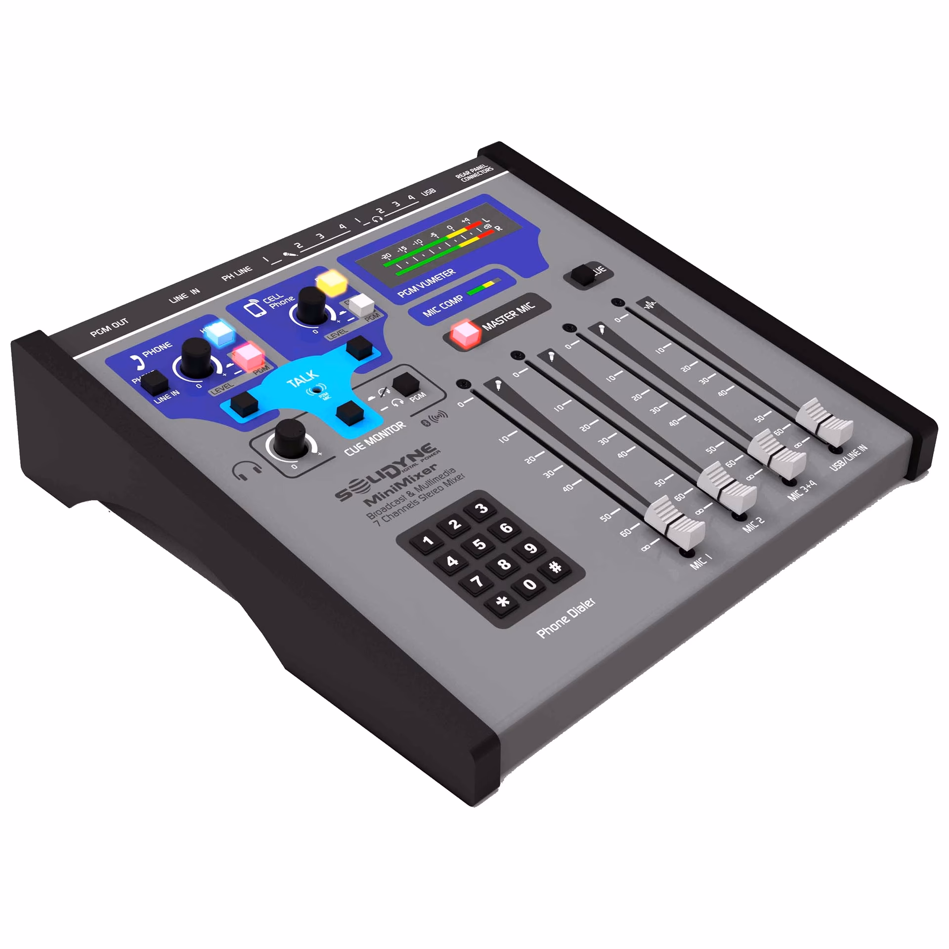 ¿Cuál es el propósito de una consola de audio de una estación de radio?