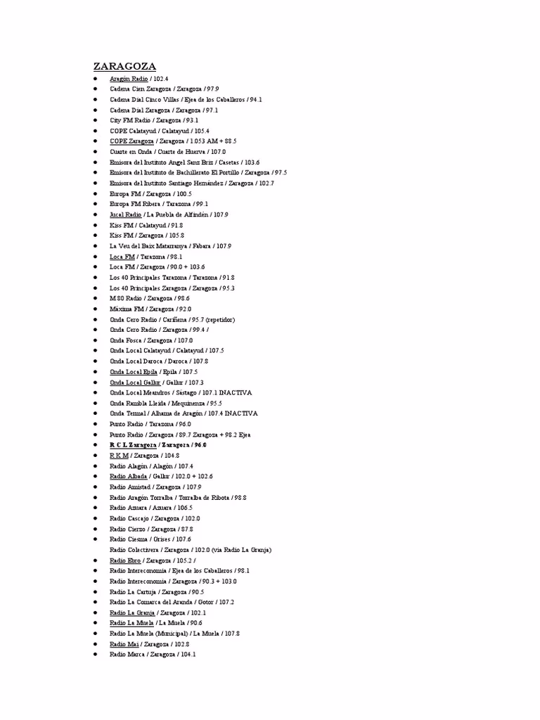¿Cuál es la frecuencia de Radiolé en Zaragoza?