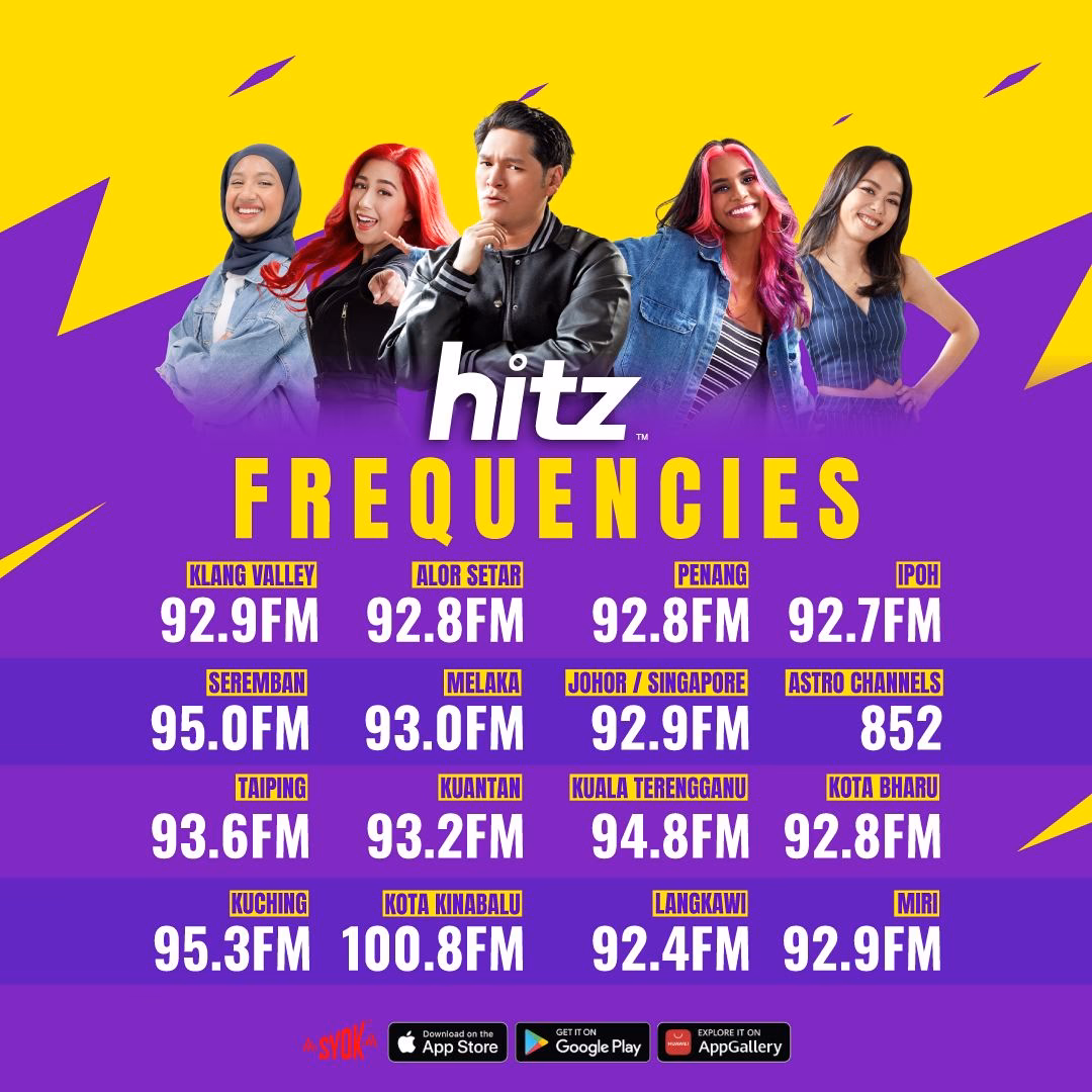 What is the frequency of Hitz FM in Malaysia?